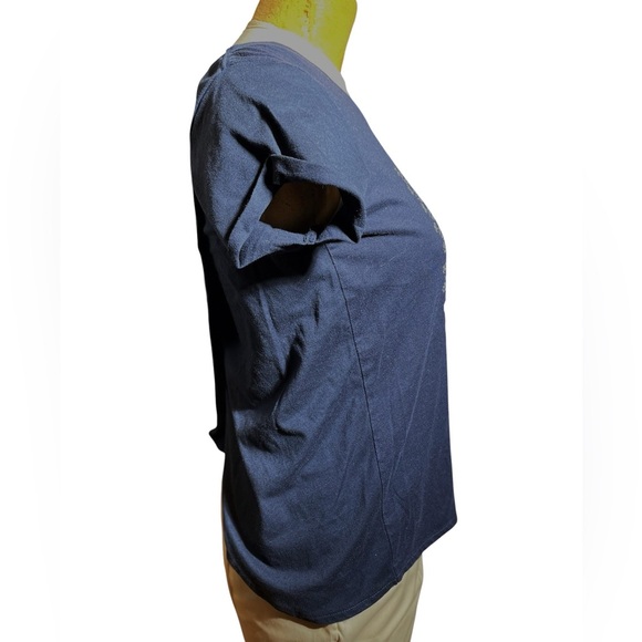 Navy Blue Geometric Patterned Women's Top by Roxy beach wear with Open Back M - Picture 4 of 7